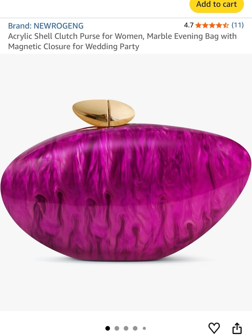 NEWROGENG Acrylic Marble Shell Clutch in Fuchsia with Gold Accent